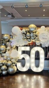 50th Birthday Party Light Up Numbers Balloon Garland